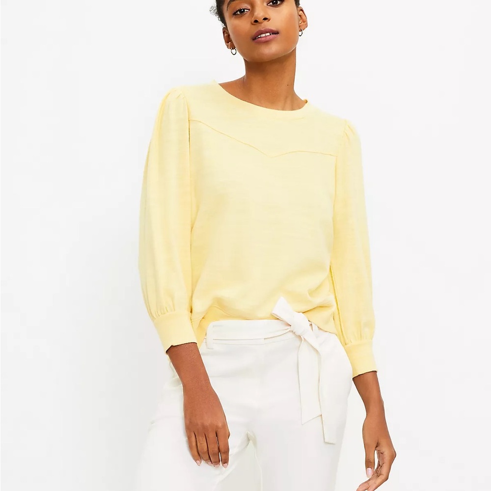 LOFT Puff Sleeve Yellow Blouse
